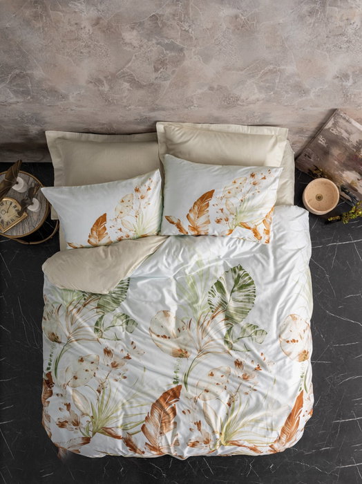 L'essentiel linge de maison Luster - Beige - Juego de funda de edredón de satén doble